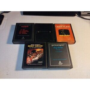 Atari 2600 Lot Of 5 Games - Tested & Work - Laser Blast, Night Driver, Sky Diver